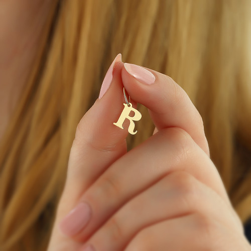 Glorria 14k Solid Gold Letter R Pendant Glorria 14k Solid Gold Letter R Pendant