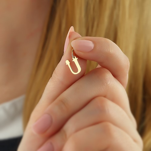 Glorria 14k Solid Gold Letter Ü Pendant Glorria 14k Solid Gold Letter Ü Pendant