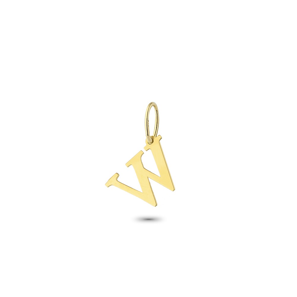 Glorria 14k Solid Gold Letter W Pendant