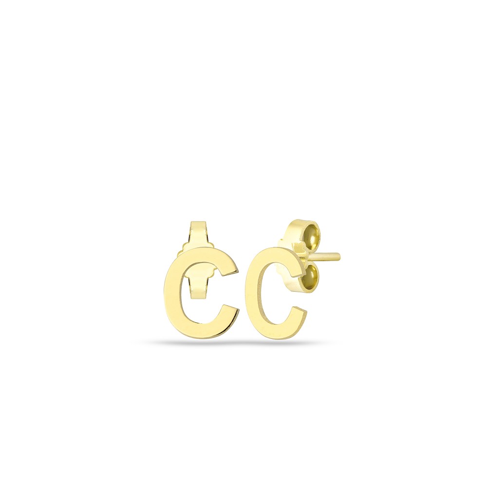 Glorria 14k Solid Gold C Letter Earring