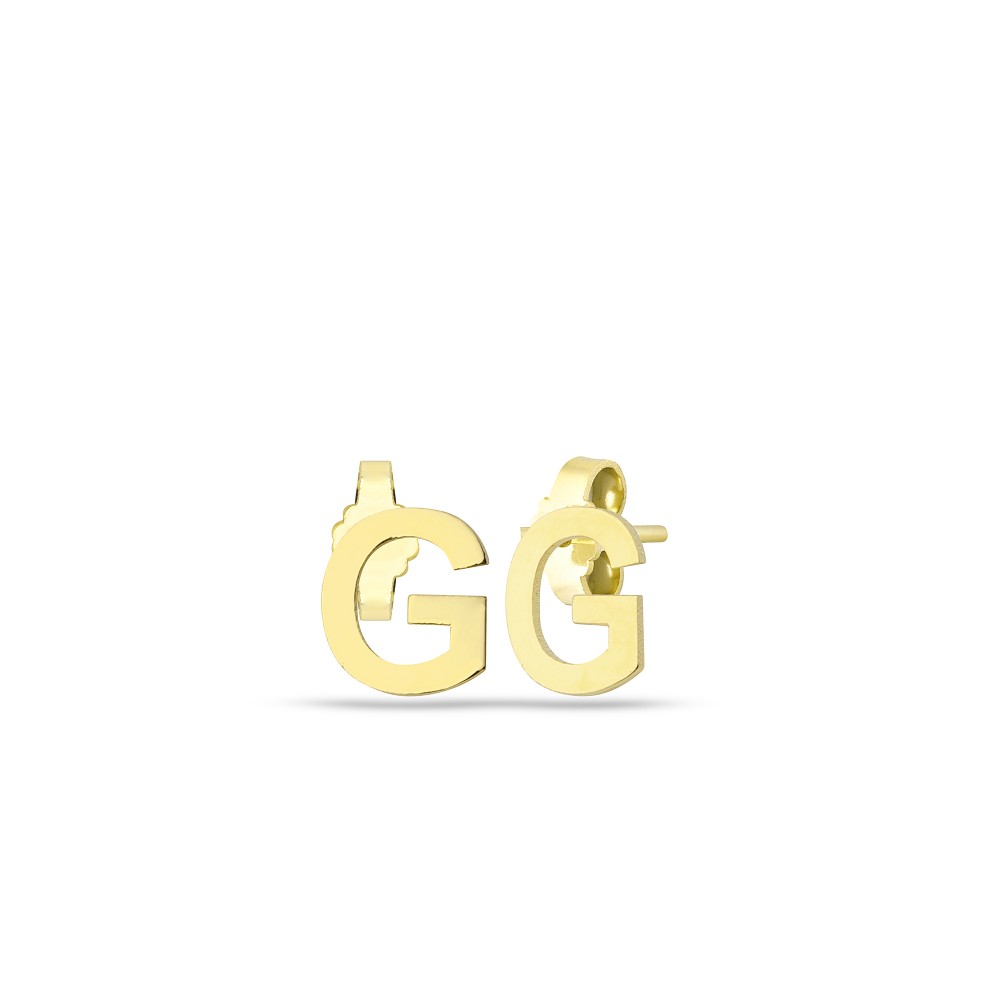 Glorria 14k Solid Gold G Letter Earring