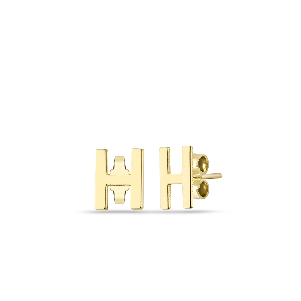 Glorria 14k Solid Gold H Letter Earring