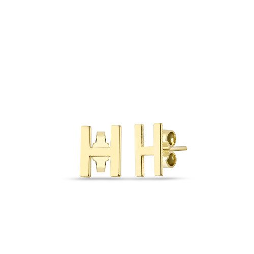 Glorria 14k Solid Gold H Letter Earring Glorria 14k Solid Gold H Letter Earring