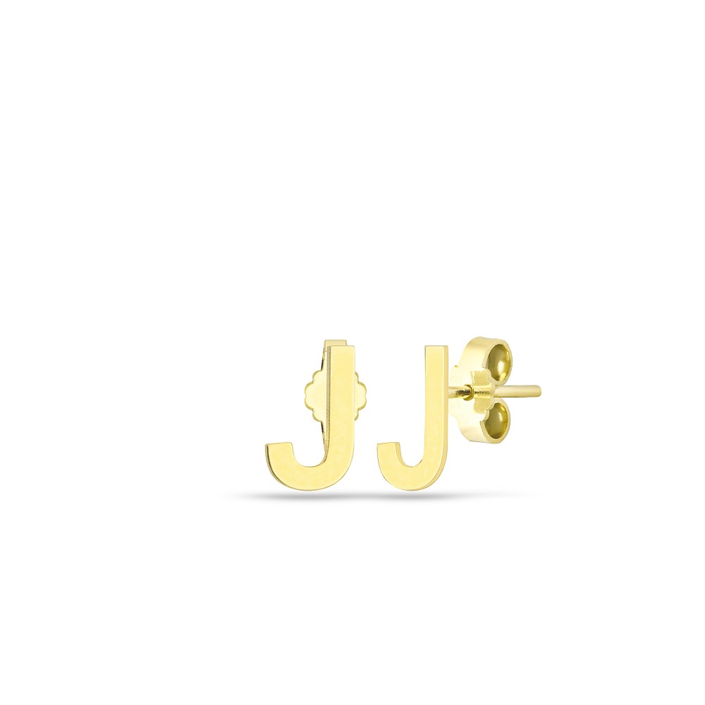 Glorria 14k Solid Gold J Letter Earring