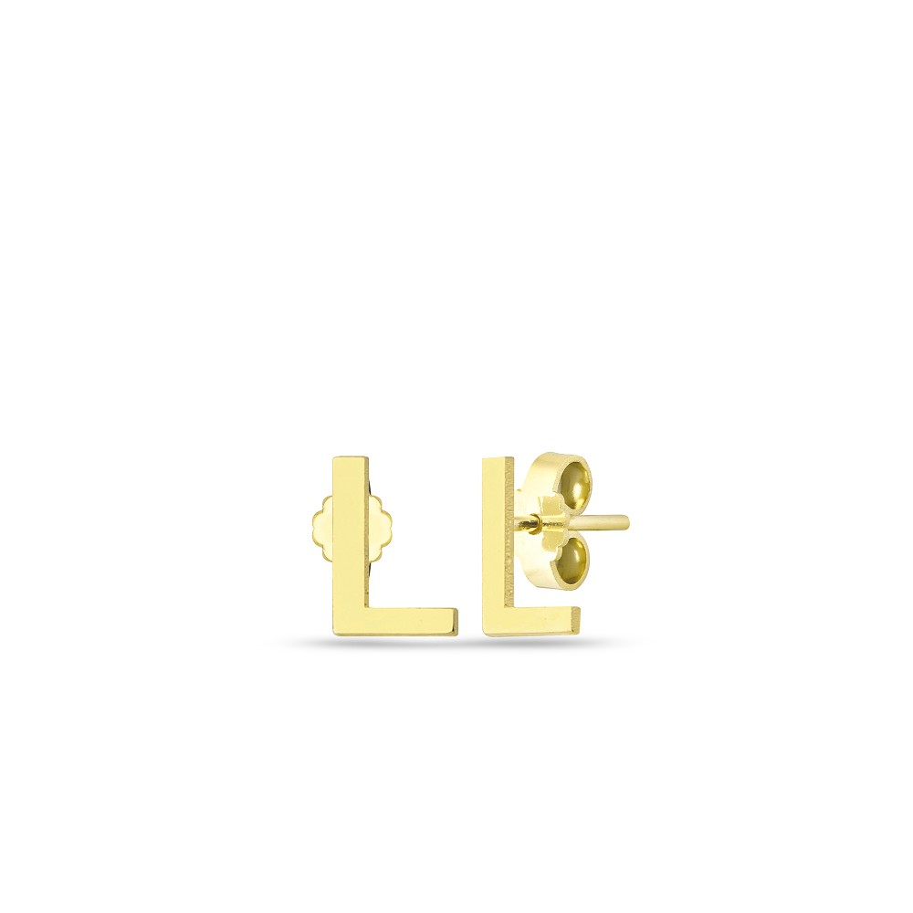 Glorria 14k Solid Gold L Letter Earring