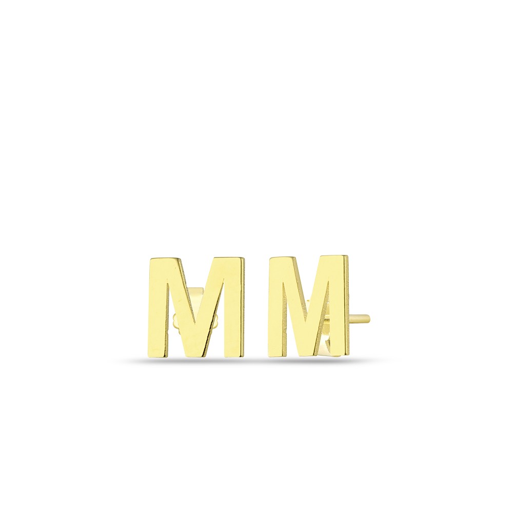 Glorria 14k Solid Gold M Letter Earring