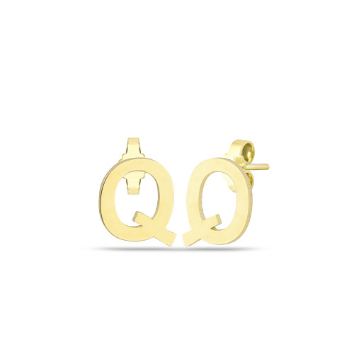 Glorria 14k Solid Gold Q Letter Earring Glorria 14k Solid Gold Q Letter Earring