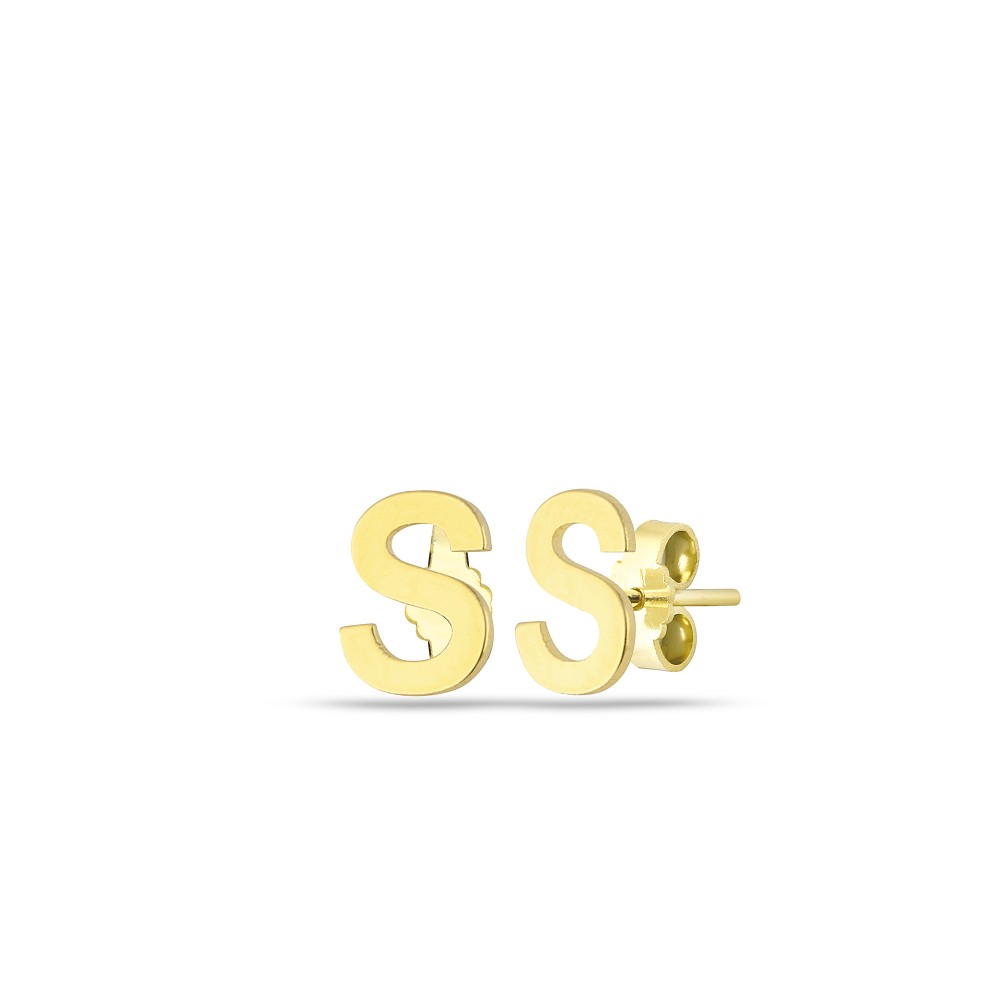 Glorria 14k Solid Gold S Letter Earring