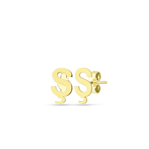 Glorria 14k Solid Gold Ş Letter Earring Glorria 14k Solid Gold Ş Letter Earring
