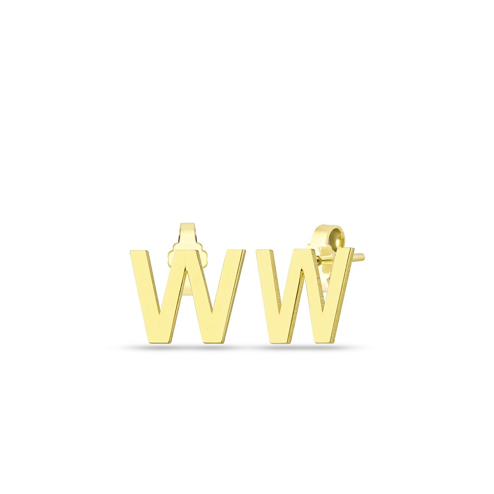 Glorria 14k Solid Gold W Letter Earring