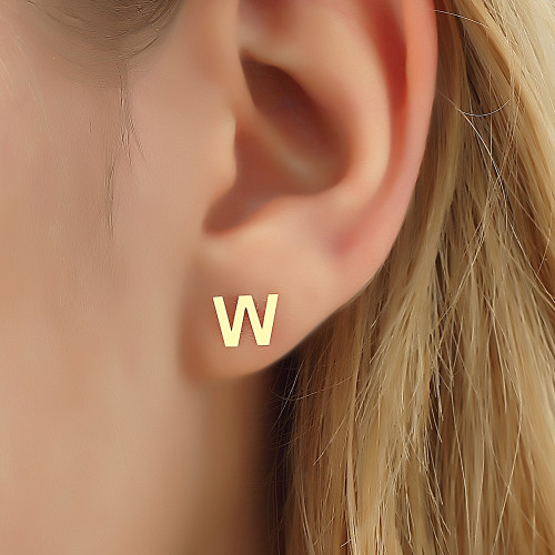 Glorria 14k Solid Gold W Letter Earring Glorria 14k Solid Gold W Letter Earring