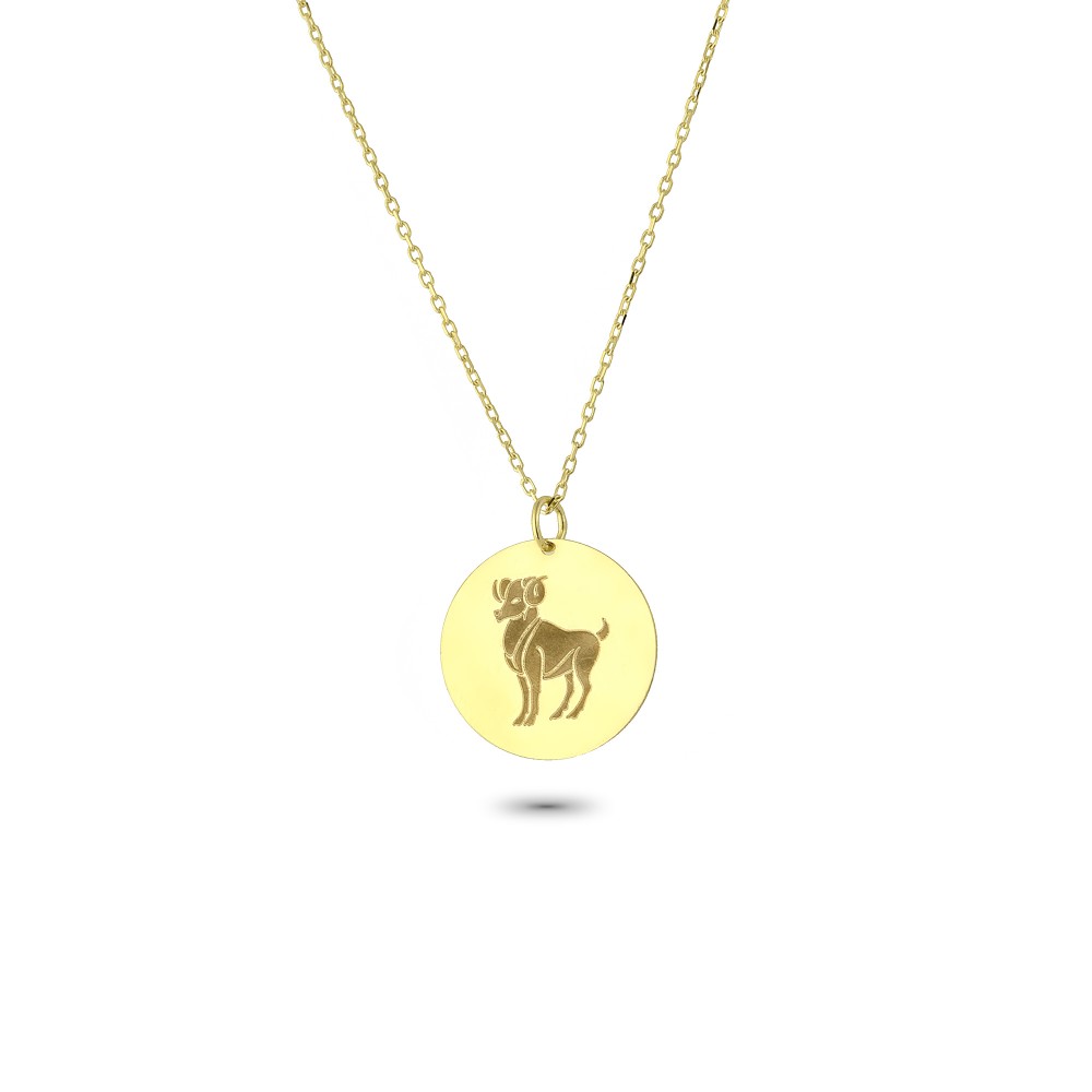 Glorria 14k Solid Gold Aries Zodiac Necklace
