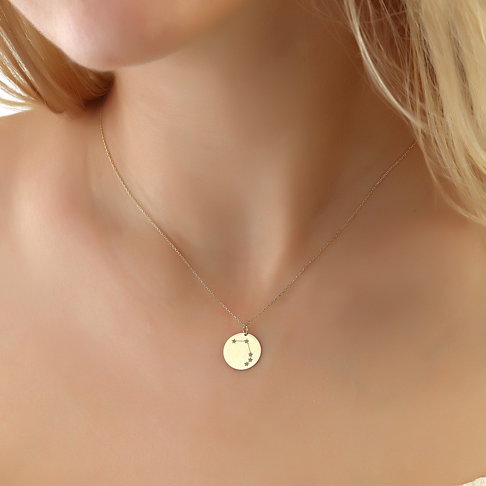 Glorria 14k Solid Gold Aries Zodiac Necklace