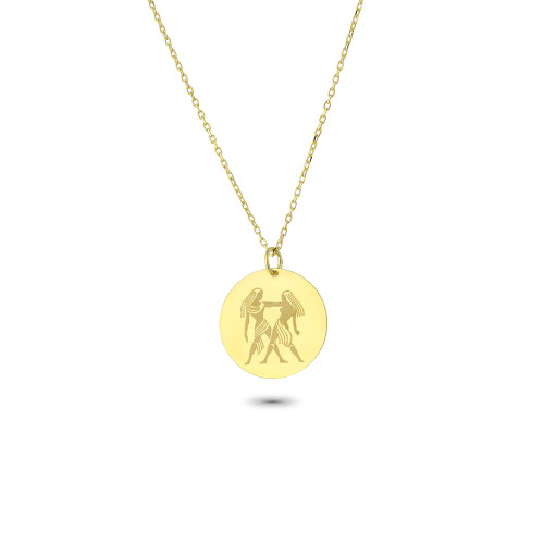 Glorria 14k Solid Gold Gemini Zodiac Necklace Glorria 14k Solid Gold Gemini Zodiac Necklace