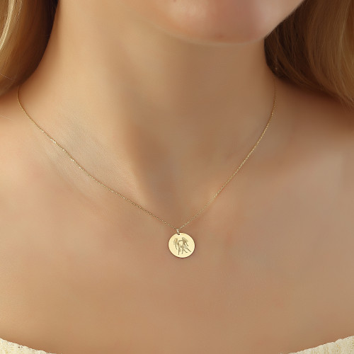 Glorria 14k Solid Gold Gemini Zodiac Necklace Glorria 14k Solid Gold Gemini Zodiac Necklace