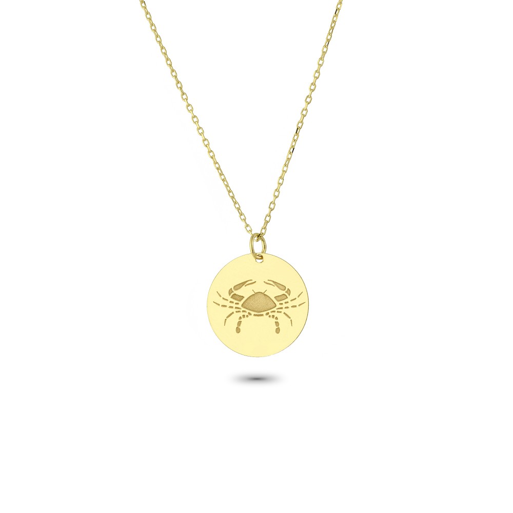 Glorria 14k Solid Gold Cancer Zodiac Necklace