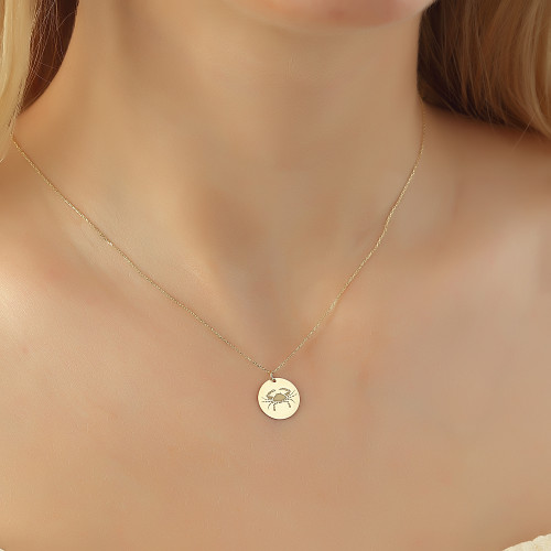 Glorria 14k Solid Gold Cancer Zodiac Necklace Glorria 14k Solid Gold Cancer Zodiac Necklace