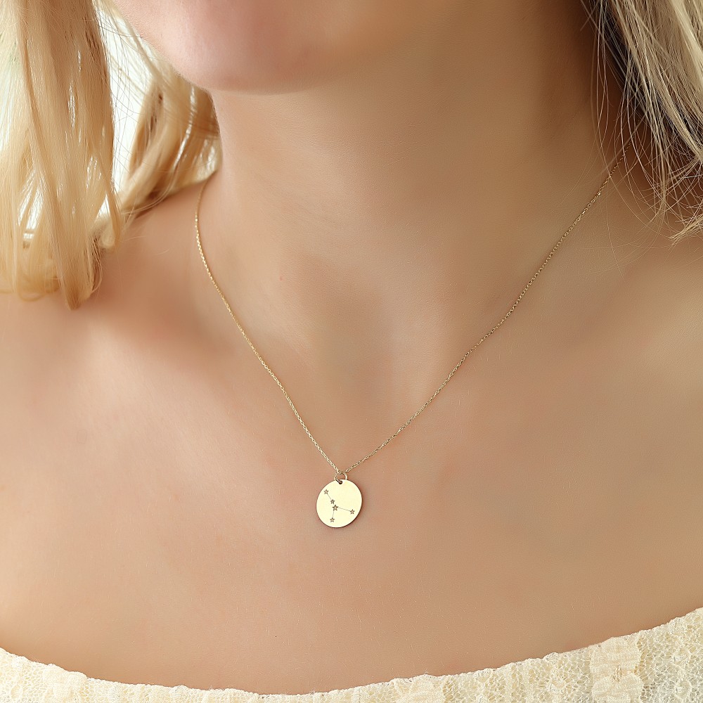 Glorria 14k Solid Gold Cancer Zodiac Necklace