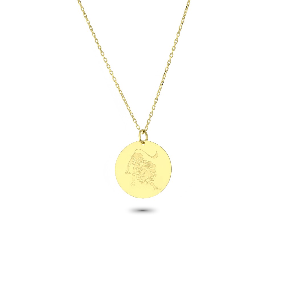 Glorria 14k Solid Gold Lion Zodiac Necklace