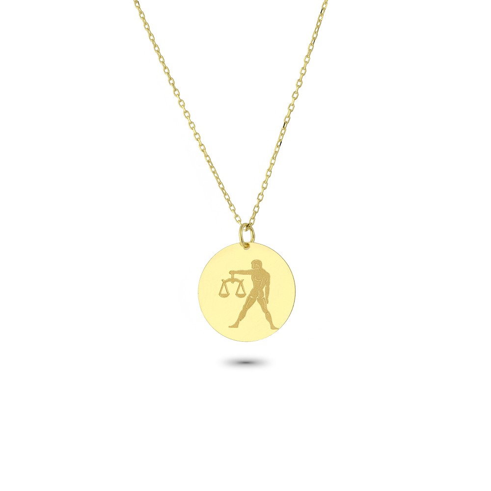 Glorria 14k Solid Gold Libra Zodiac Necklace