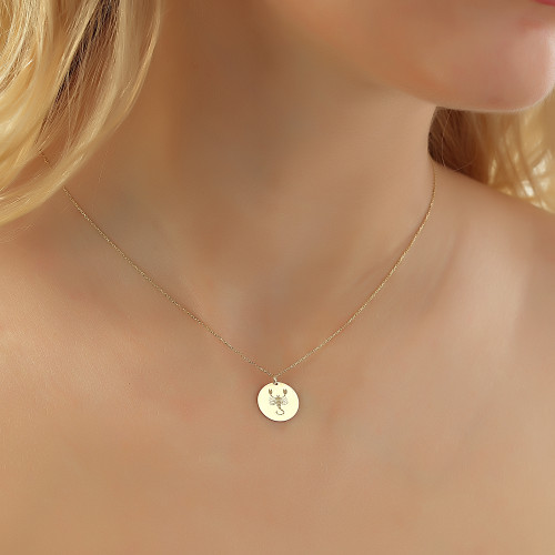 Glorria 14k Solid Gold Scorpio Zodiac Necklace