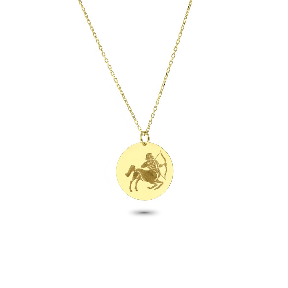 Glorria 14k Solid Gold Sagittarius Zodiac Necklace