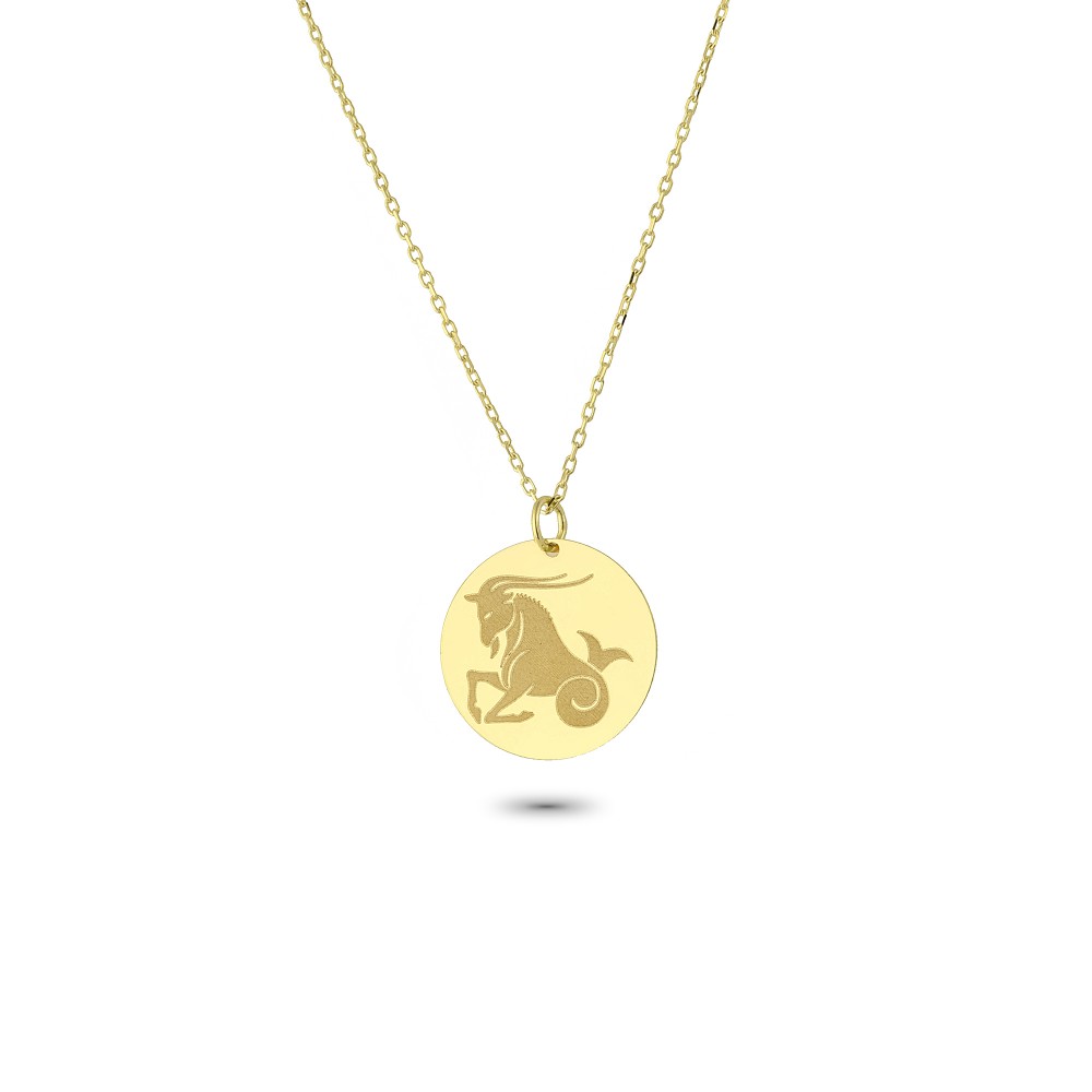 Glorria 14k Solid Gold Capricorn Zodiac Necklace