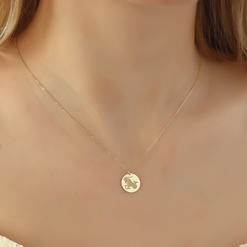 Glorria 14k Solid Gold Capricorn Zodiac Necklace Glorria 14k Solid Gold Capricorn Zodiac Necklace