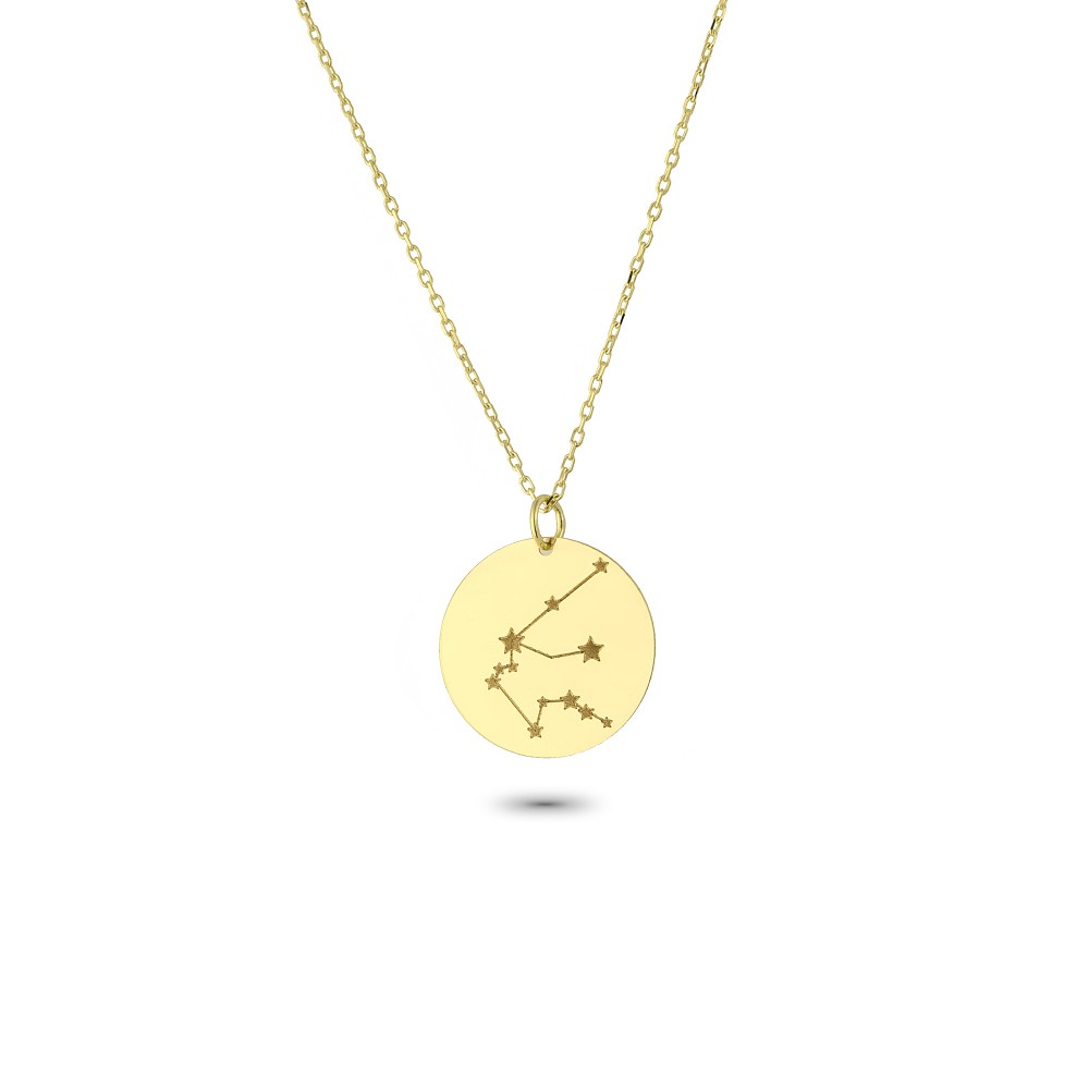 Glorria 14k Solid Gold Aquarius Zodiac Necklace