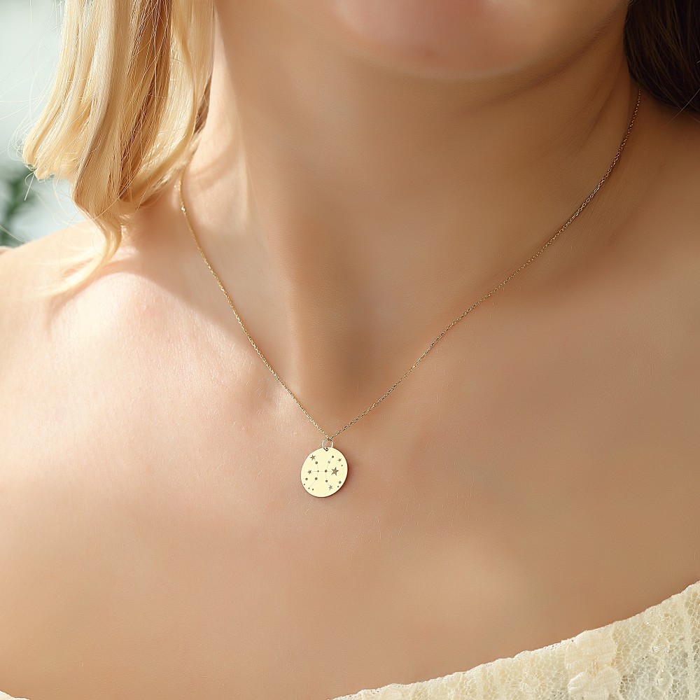 Glorria 14k Solid Gold Pisces Zodiac Necklace