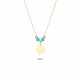 Glorria 14k Solid Gold Color Stone Clover Necklace