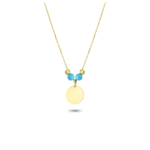 Glorria 14k Solid Gold Color Stone Circle Necklace Glorria 14k Solid Gold Color Stone Circle Necklace