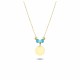 Glorria 14k Solid Gold Color Stone Circle Necklace