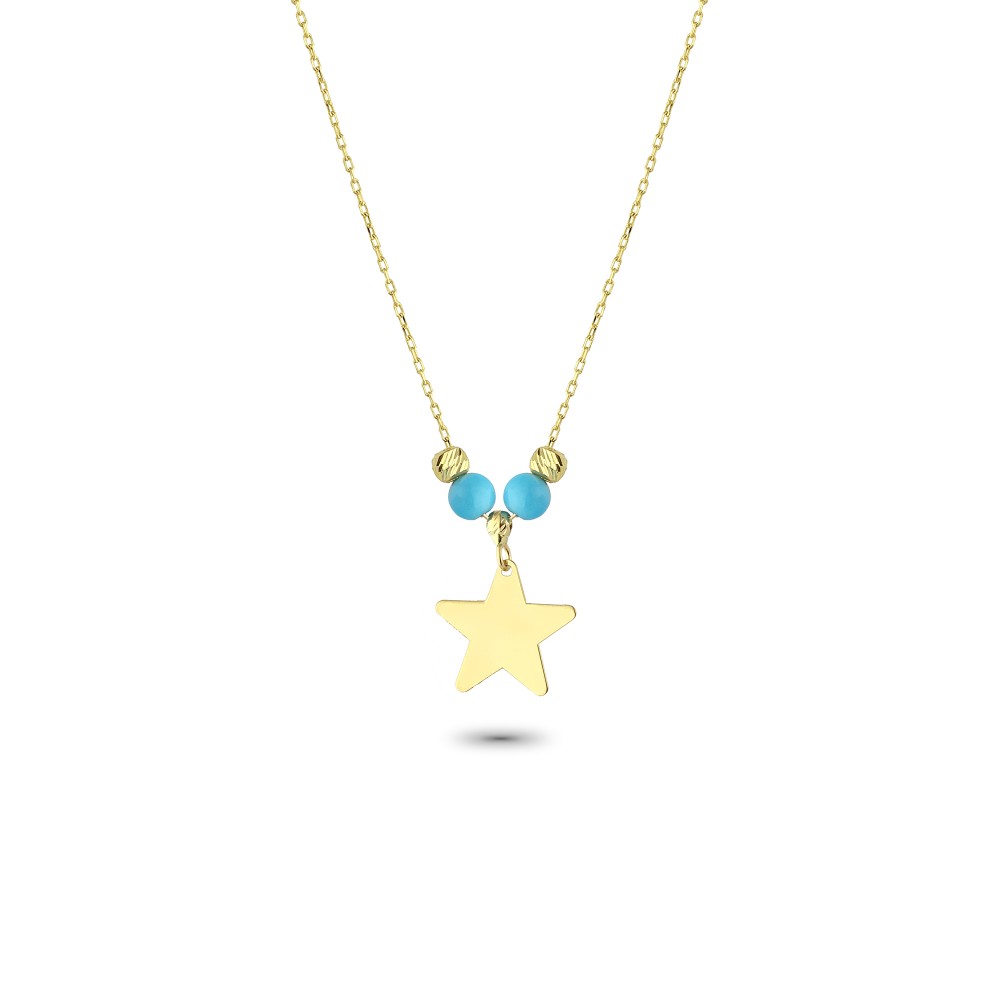 Glorria 14k Solid Gold Color Stone Star Necklace