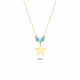 Glorria 14k Solid Gold Color Stone Star Necklace