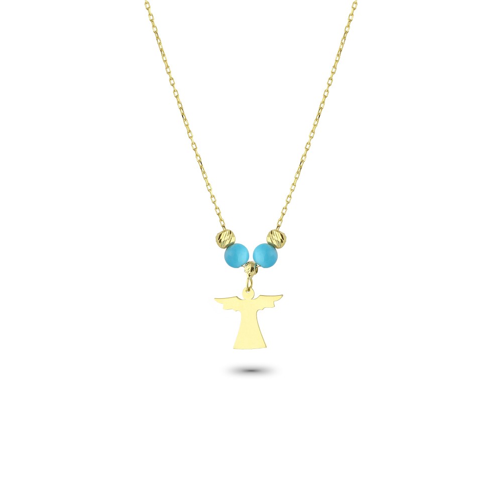 Glorria 14k Solid Gold Color Stone Angel Necklace