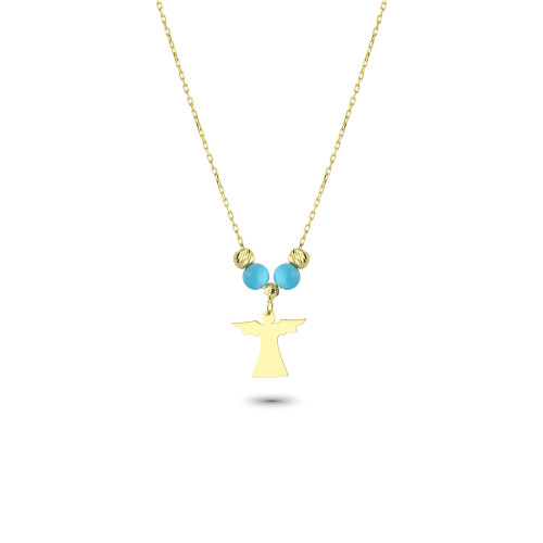 Glorria 14k Solid Gold Color Stone Angel Necklace