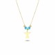 Glorria 14k Solid Gold Color Stone Angel Necklace