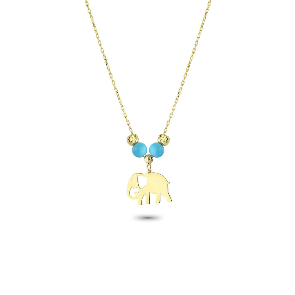 Glorria 14k Solid Gold Color Stone Elephant Necklace