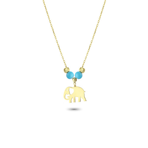 Glorria 14k Solid Gold Color Stone Elephant Necklace Glorria 14k Solid Gold Color Stone Elephant Necklace