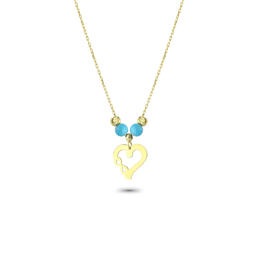 Glorria 14k Solid Gold Color Heart Infinity Necklace