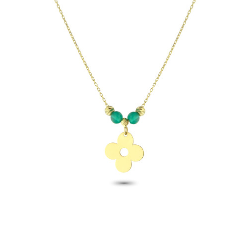 Glorria 14k Solid Gold Color Stone Flower Necklace Glorria 14k Solid Gold Color Stone Flower Necklace