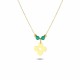 Glorria 14k Solid Gold Color Stone Flower Necklace