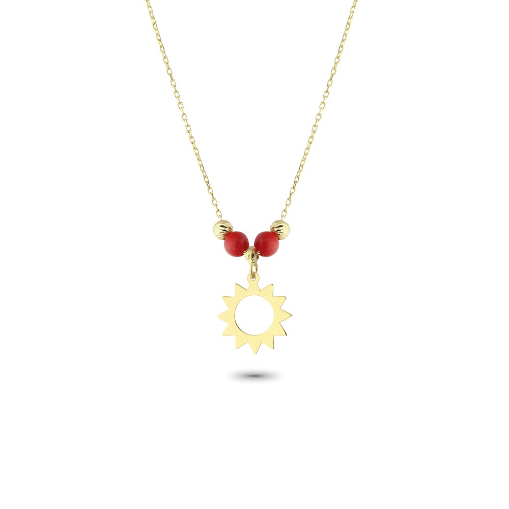 Glorria 14k Solid Gold Color Stone Sun Necklace