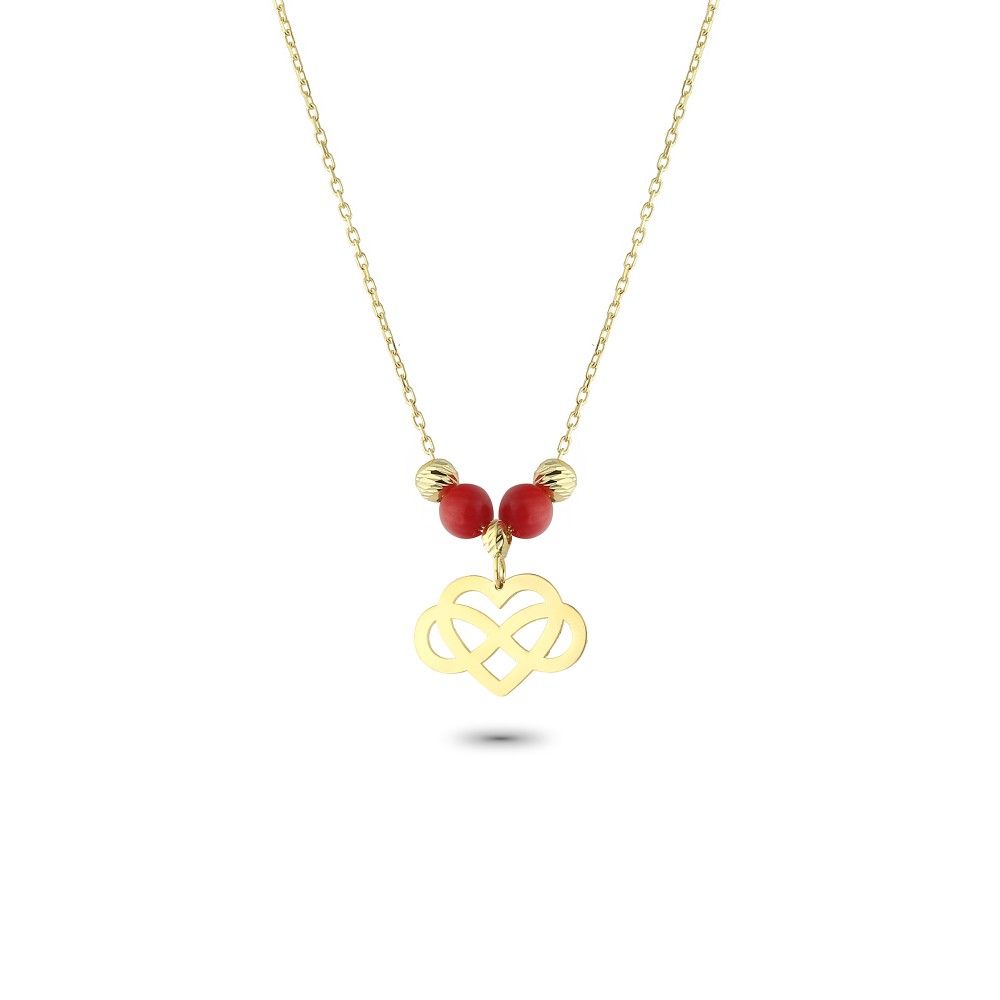 Glorria 14k Solid Gold Color Heart Infinity Necklace