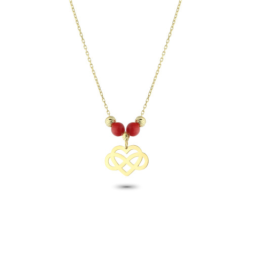 Glorria 14k Solid Gold Color Heart Infinity Necklace