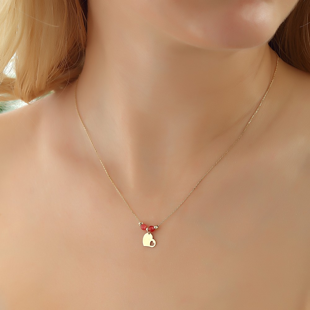 Glorria 14k Solid Gold Color Heart Necklace