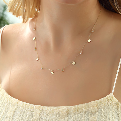 Glorria 14k Solid Gold Star Luck Necklace Glorria 14k Solid Gold Star Luck Necklace