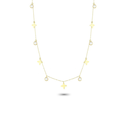 Glorria 14k Solid Gold Butterfly Luck Necklace Glorria 14k Solid Gold Butterfly Luck Necklace