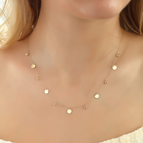 Glorria 14k Solid Gold Circle Luck Necklace Glorria 14k Solid Gold Circle Luck Necklace